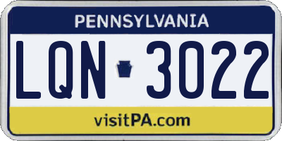 PA license plate LQN3022