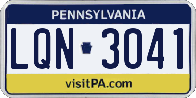 PA license plate LQN3041