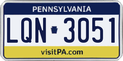 PA license plate LQN3051