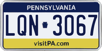PA license plate LQN3067