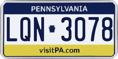 PA license plate LQN3078