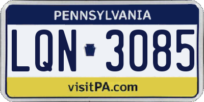 PA license plate LQN3085