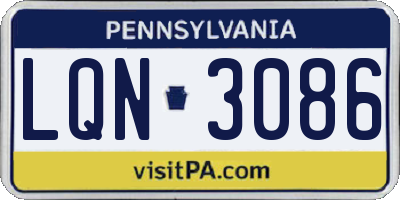 PA license plate LQN3086