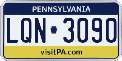 PA license plate LQN3090