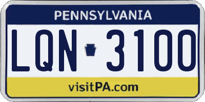 PA license plate LQN3100