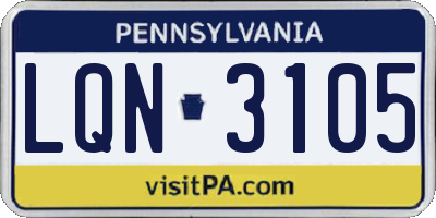 PA license plate LQN3105