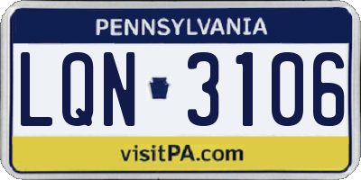 PA license plate LQN3106