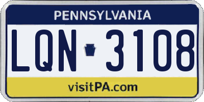 PA license plate LQN3108