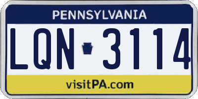 PA license plate LQN3114