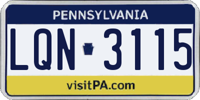 PA license plate LQN3115
