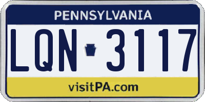 PA license plate LQN3117