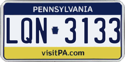 PA license plate LQN3133