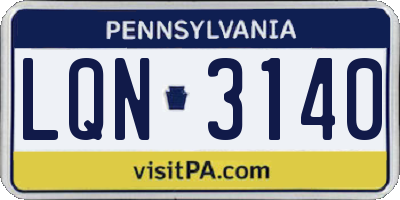 PA license plate LQN3140