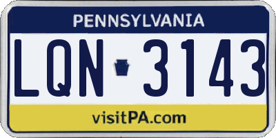PA license plate LQN3143