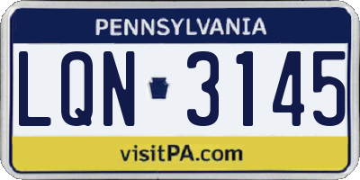 PA license plate LQN3145