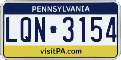 PA license plate LQN3154