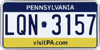 PA license plate LQN3157