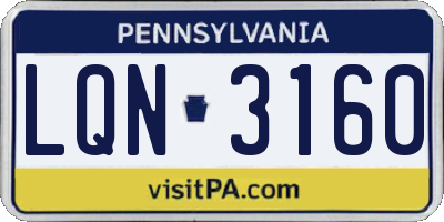 PA license plate LQN3160