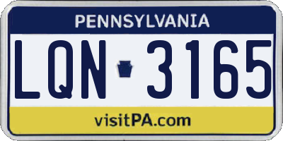 PA license plate LQN3165