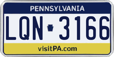 PA license plate LQN3166