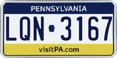 PA license plate LQN3167