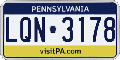 PA license plate LQN3178