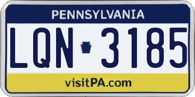 PA license plate LQN3185