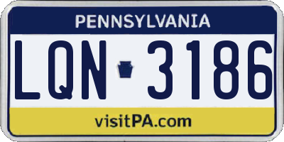 PA license plate LQN3186