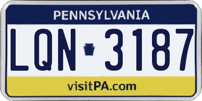 PA license plate LQN3187
