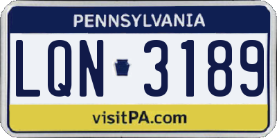 PA license plate LQN3189