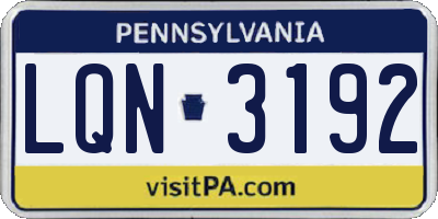 PA license plate LQN3192