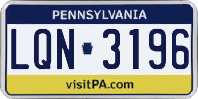 PA license plate LQN3196