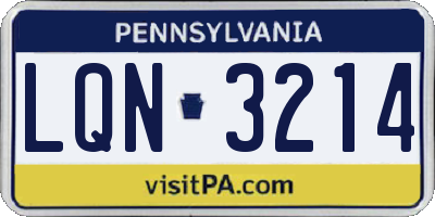 PA license plate LQN3214