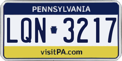 PA license plate LQN3217