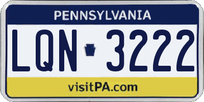 PA license plate LQN3222