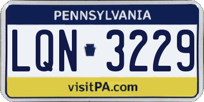 PA license plate LQN3229