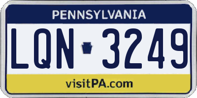 PA license plate LQN3249