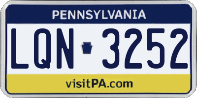 PA license plate LQN3252