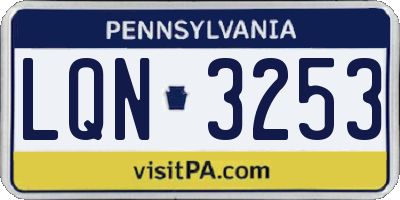 PA license plate LQN3253