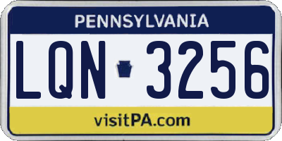 PA license plate LQN3256