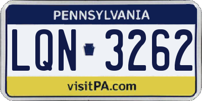 PA license plate LQN3262
