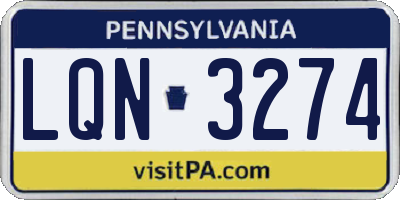 PA license plate LQN3274