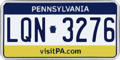 PA license plate LQN3276