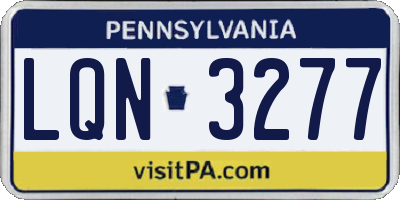 PA license plate LQN3277
