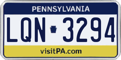 PA license plate LQN3294