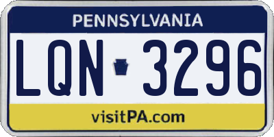 PA license plate LQN3296