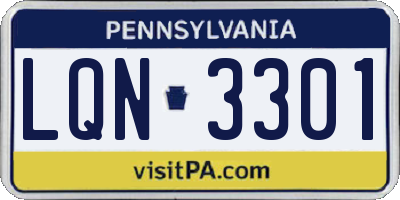 PA license plate LQN3301