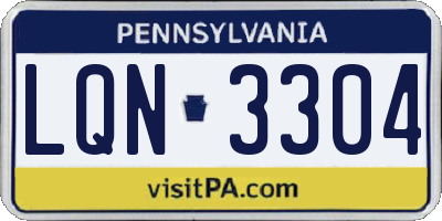 PA license plate LQN3304