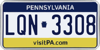 PA license plate LQN3308