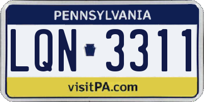 PA license plate LQN3311